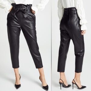 AMANDA UPRICHARD Tessi Faux Leather Pants in Black Size Small